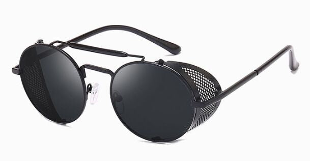 TrendyMate Retro Steampunk Sunglasses Round Designer Steam Punk Metal Shields Sunglasses Men Women UV400 Gafas de Sol 086M